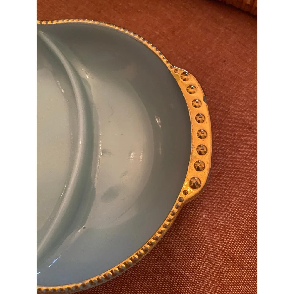 Vintage Anchor Hocking Fire King‎ Delphite Blue Divided Relish Tray